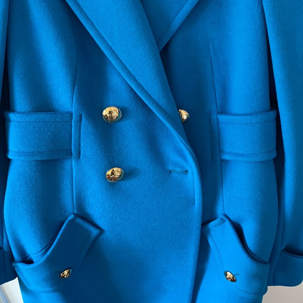 Gorgeous Pucci bright turquoise blue wool Overcoat / Car Coat